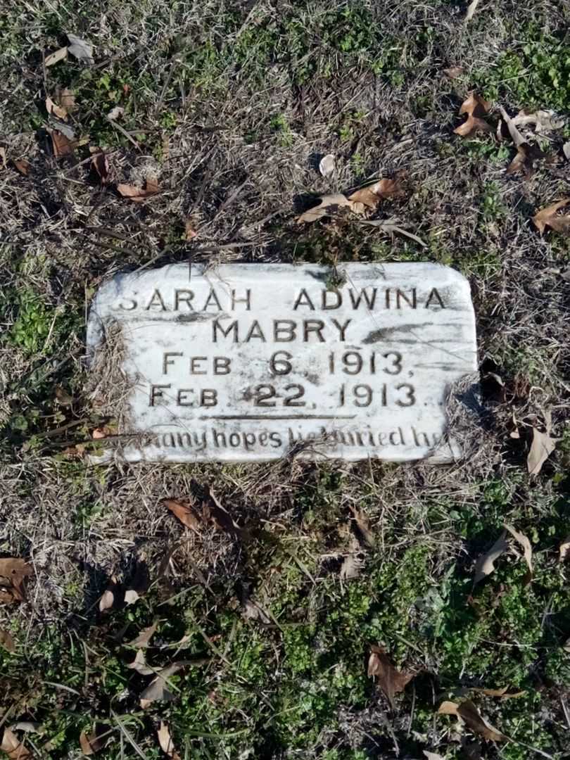 Sarah Adwina Mabry's grave. Photo 1
