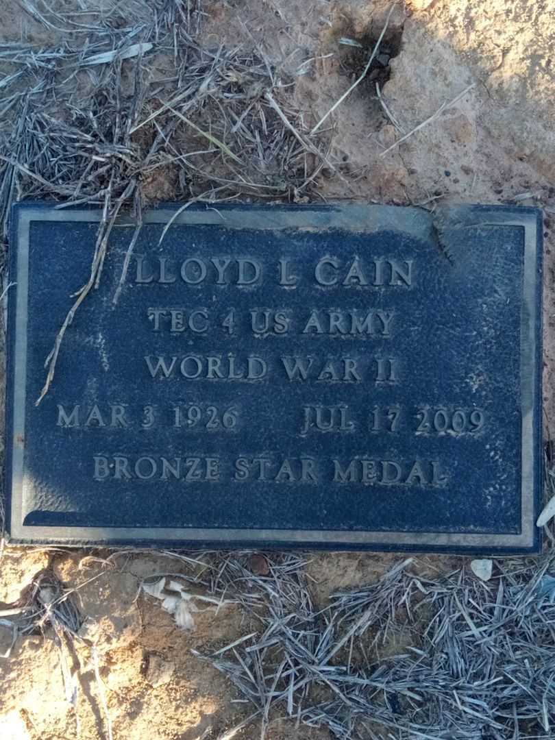 Lloyd L. Cain's grave. Photo 3